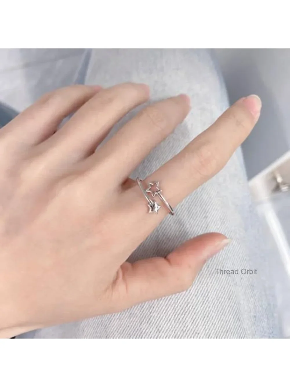 Sterling Silver Double Star Wrap Open Ring Adjustable Stackable Knuckle Ring